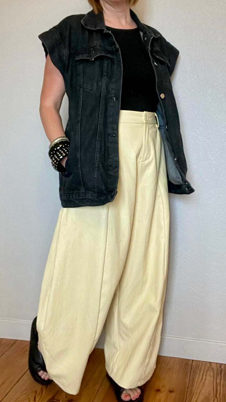 Pantalon oversize simili