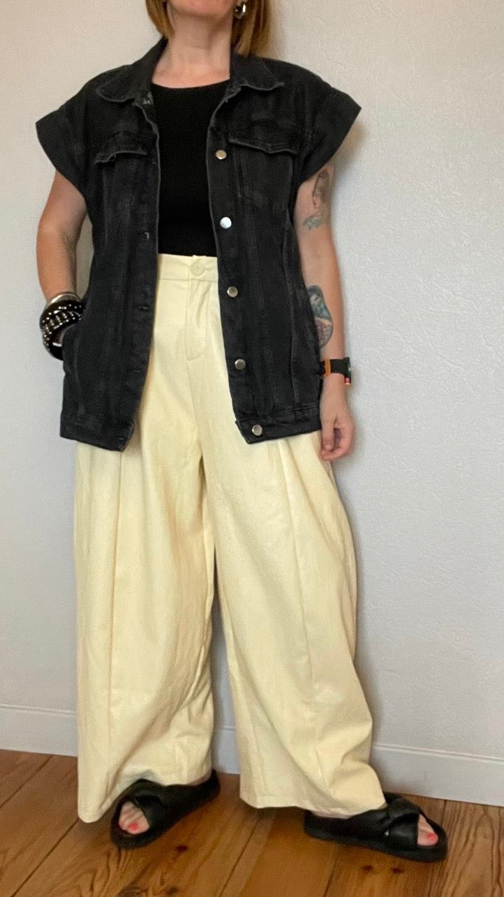 Pantalon oversize simili