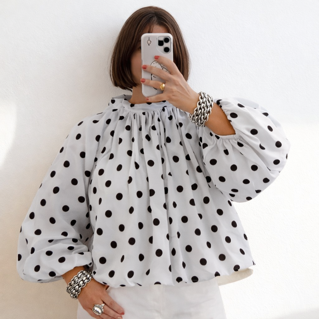Blouse Juliette Polka blanche